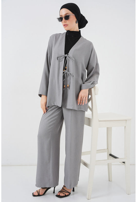 Kadın Keten Kimono İkili Takım 6727