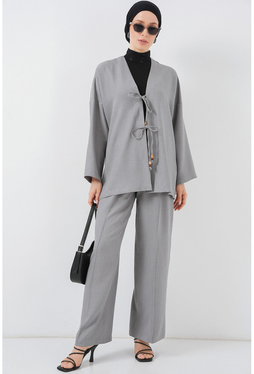 Kadın Keten Kimono İkili Takım 6727