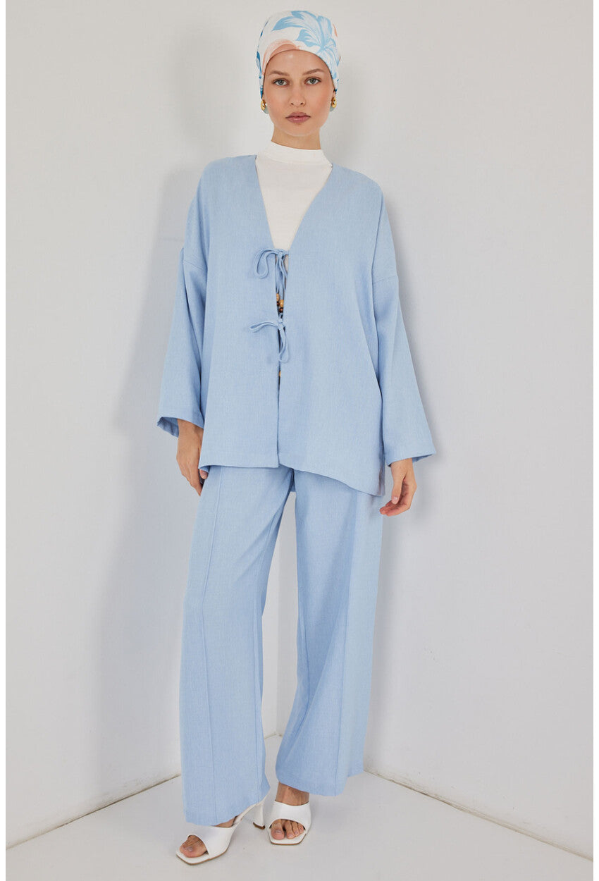 Kadın Keten Kimono İkili Takım 6727