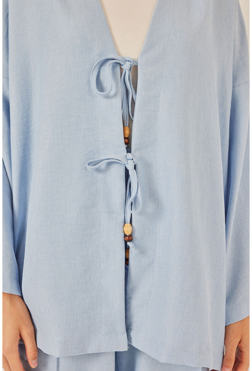 Kadın Keten Kimono İkili Takım 6727