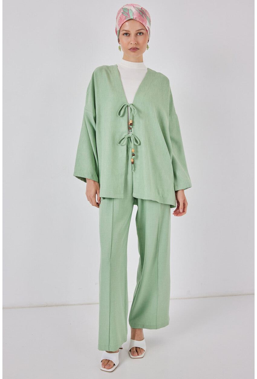 Kadın Keten Kimono İkili Takım 6727