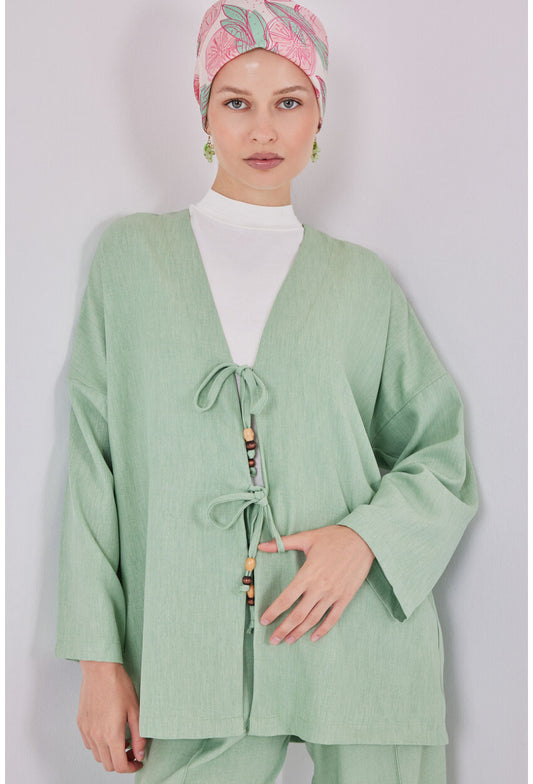 Kadın Keten Kimono İkili Takım 6727