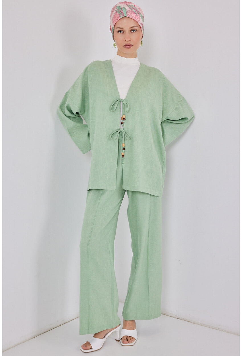 Kadın Keten Kimono İkili Takım 6727