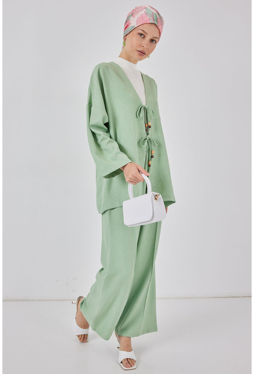 Kadın Keten Kimono İkili Takım 6727