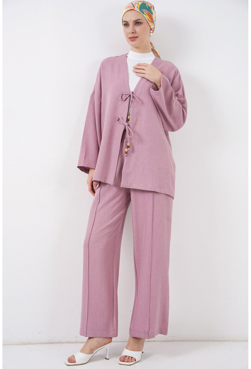 Kadın Keten Kimono İkili Takım 6727
