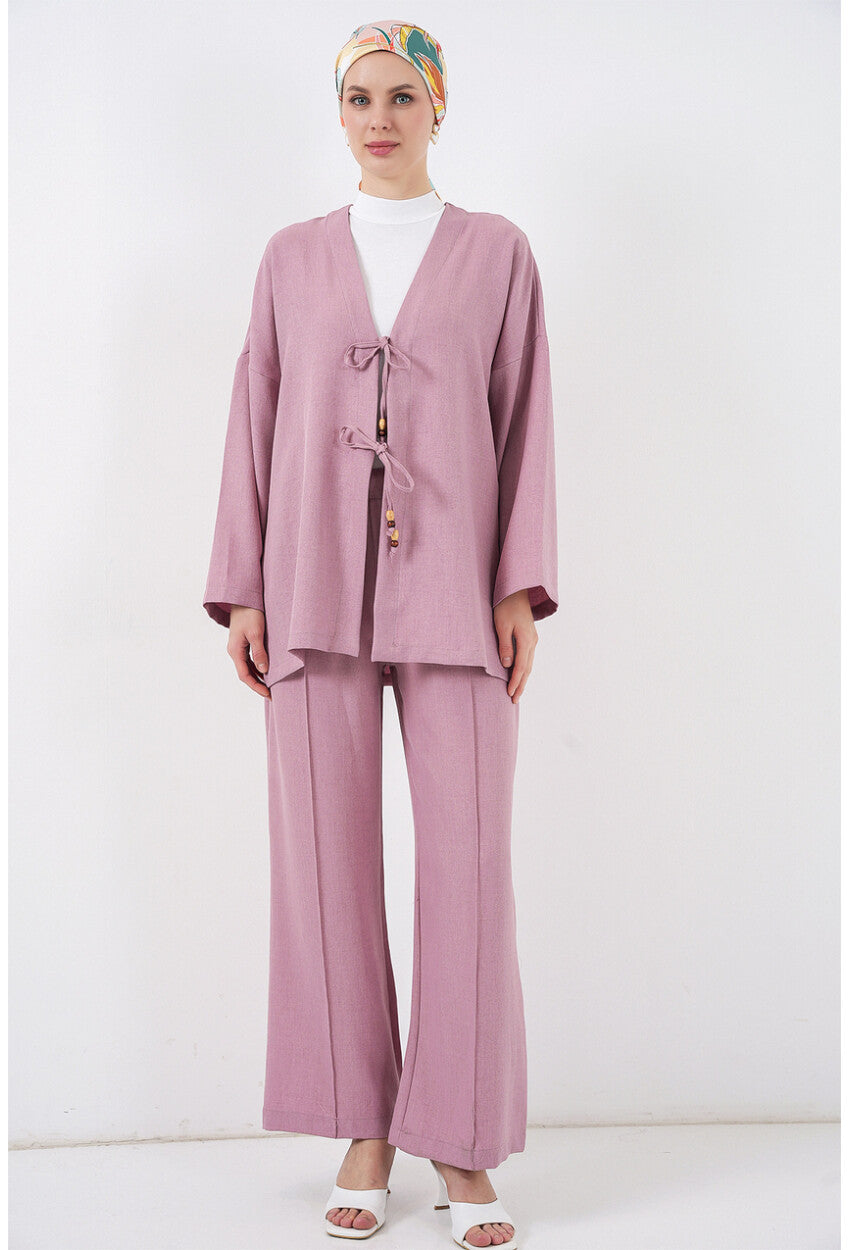 Kadın Keten Kimono İkili Takım 6727