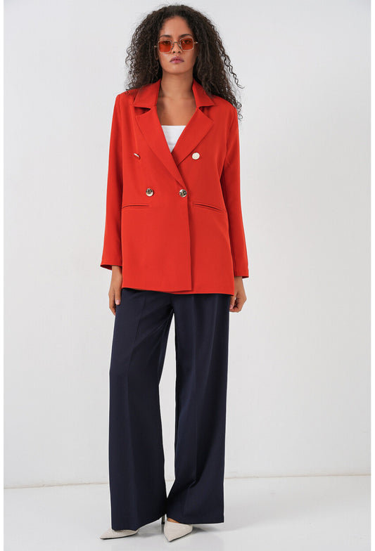 Kadın Kruvaze Yaka Blazer Ceket 0722