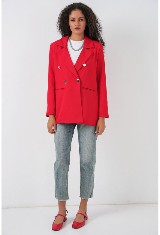 Kadın Kruvaze Yaka Blazer Ceket 0722