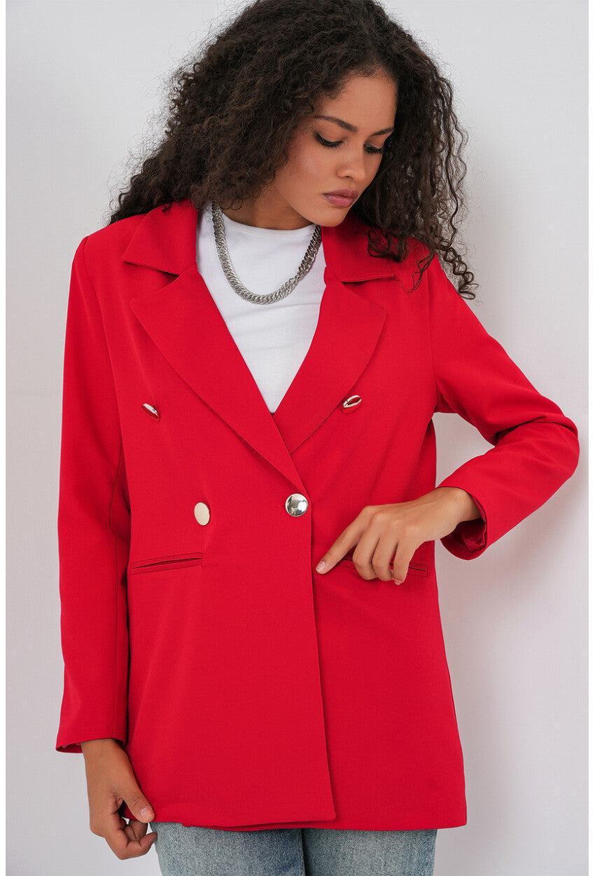 Kadın Kruvaze Yaka Blazer Ceket 0722