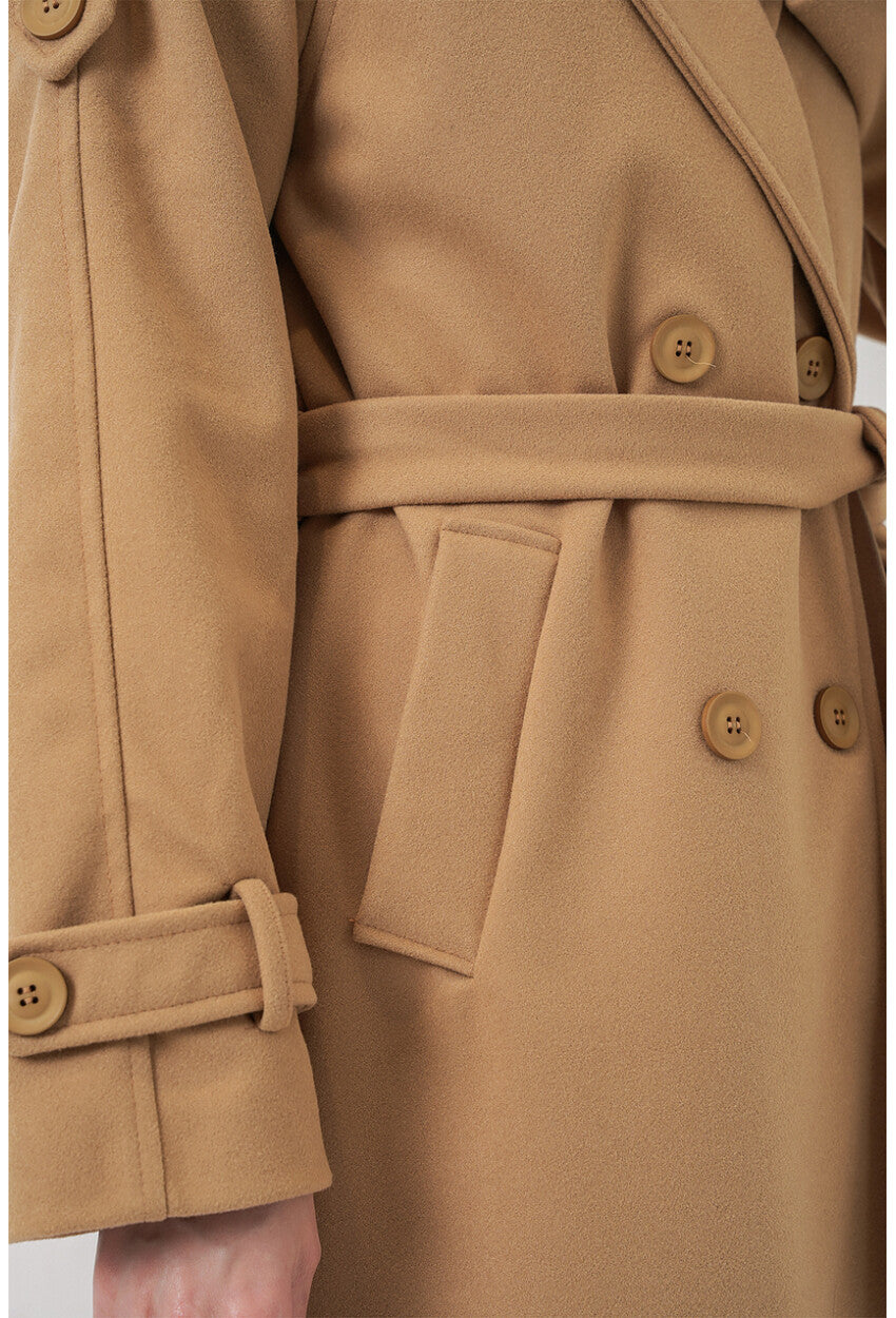 Kadın Kuşaklı Kaşe Kaban 9161