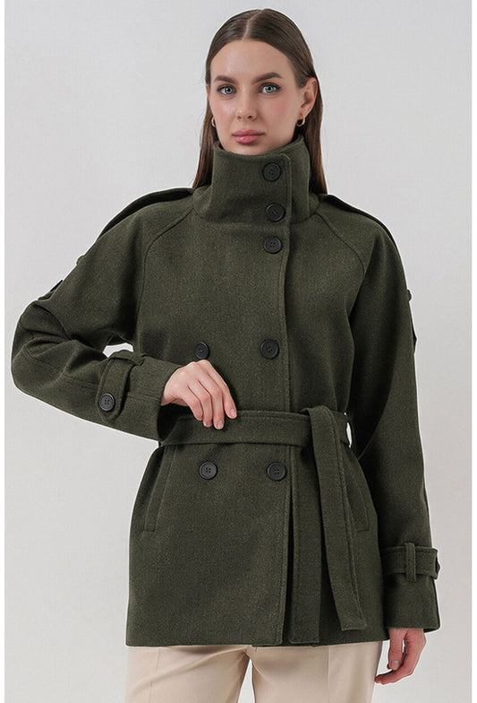 Kadın Kuşaklı Kaşe Kaban 9162