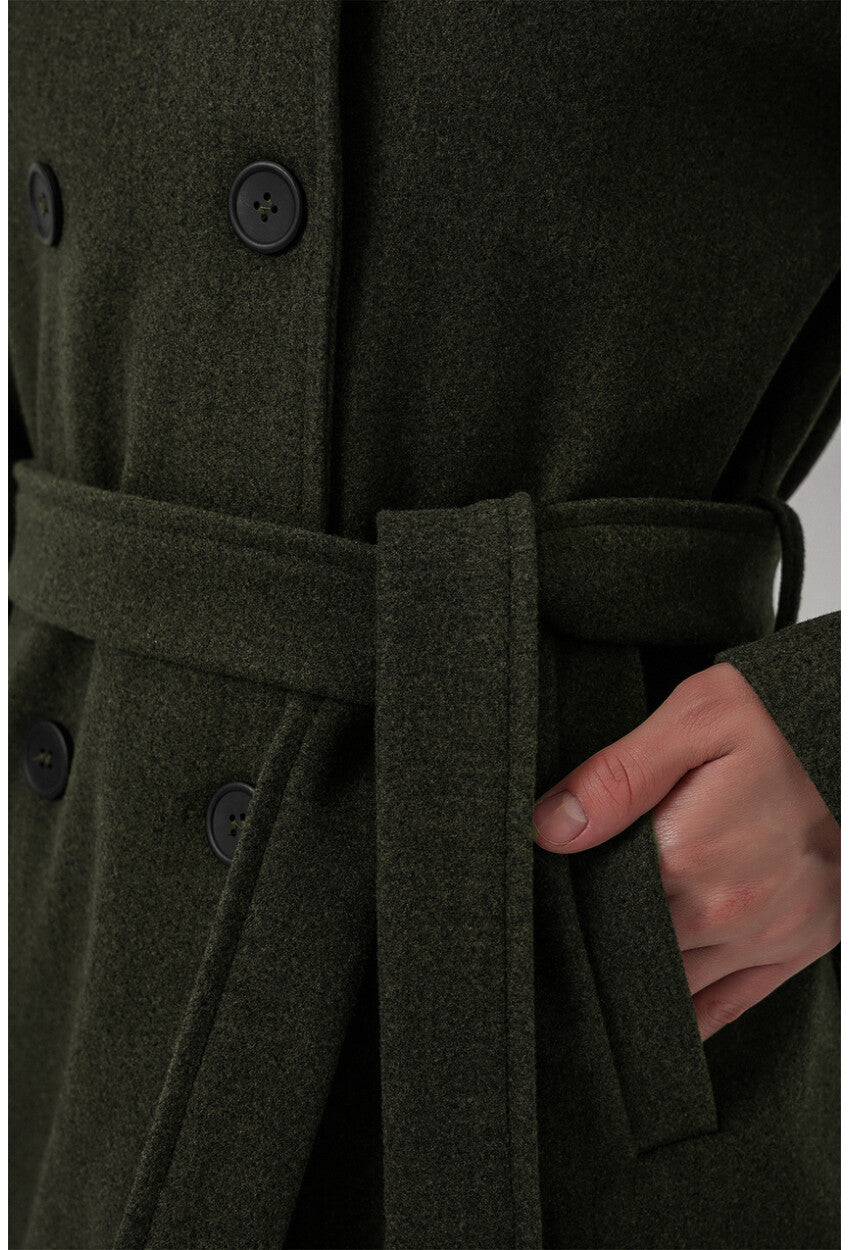 Kadın Kuşaklı Kaşe Kaban 9162