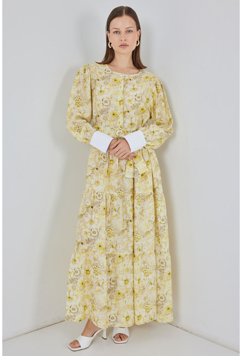 Kadın Kuşaklı Uzun Elbise 2584