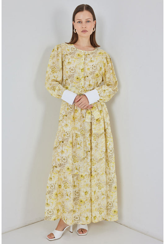 Kadın Kuşaklı Uzun Elbise 2584