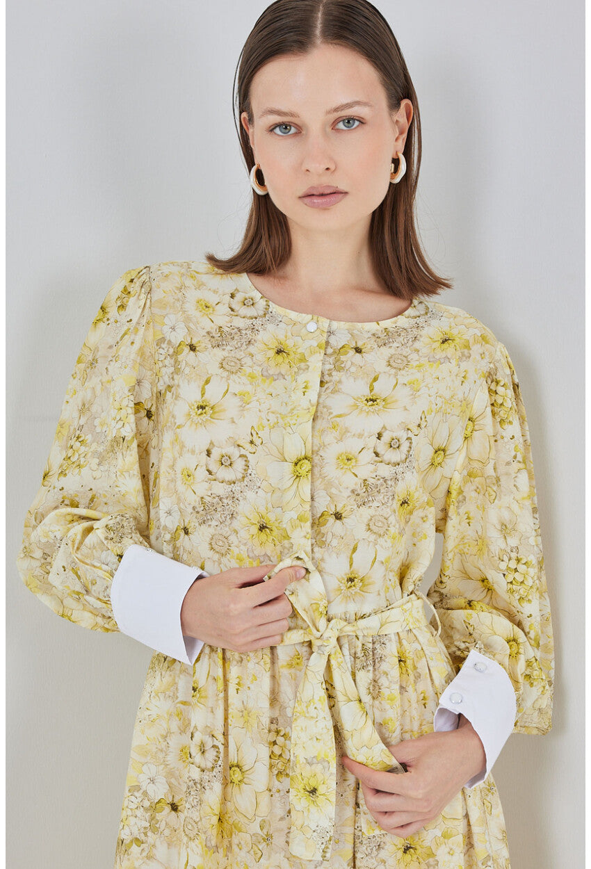 Kadın Kuşaklı Uzun Elbise 2584