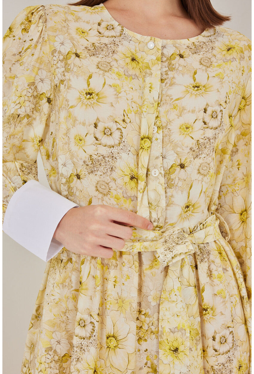 Kadın Kuşaklı Uzun Elbise 2584