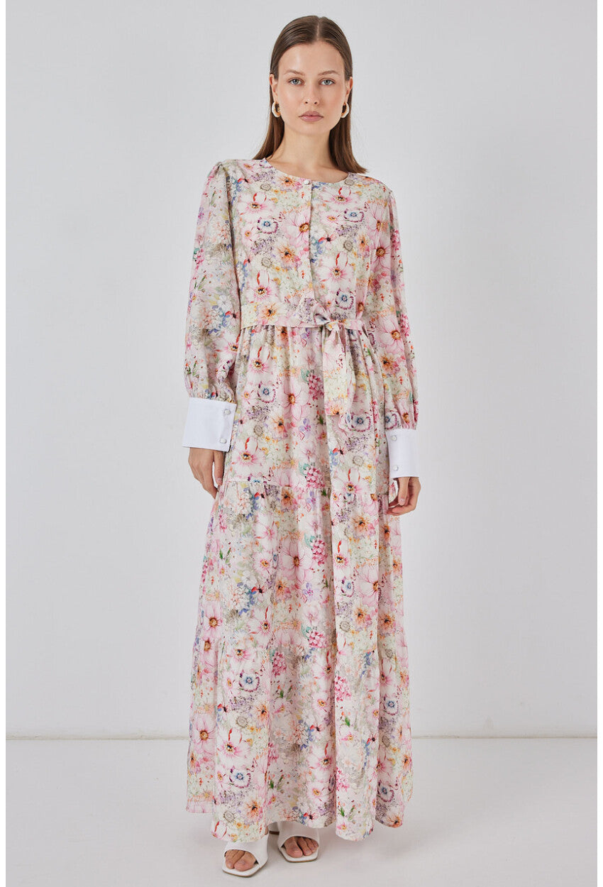 Kadın Kuşaklı Uzun Elbise 2584