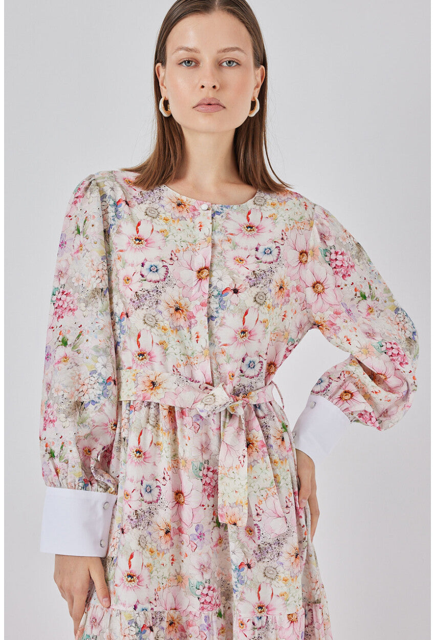 Kadın Kuşaklı Uzun Elbise 2584