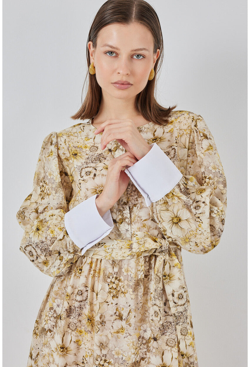 Kadın Kuşaklı Uzun Elbise 2584