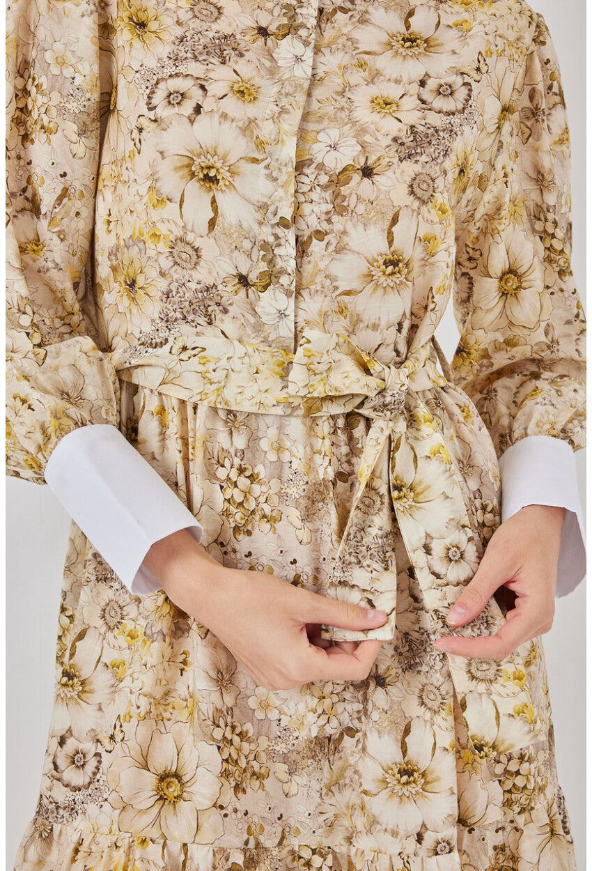 Kadın Kuşaklı Uzun Elbise 2584