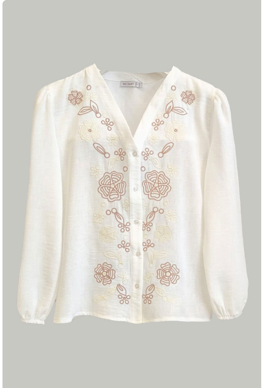 Kadın Nakışlı Uzun Kol Bluz 963