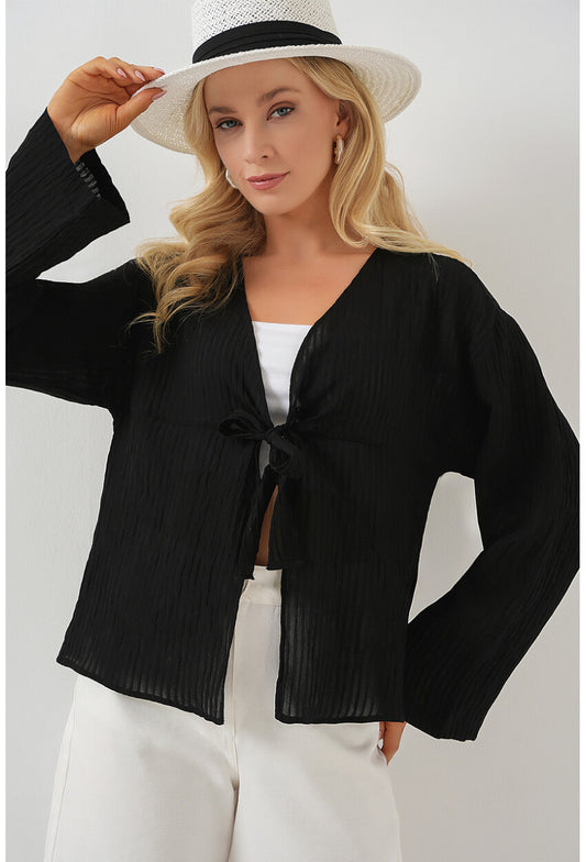 Kadın Önü Bağcıklı Bluz 952