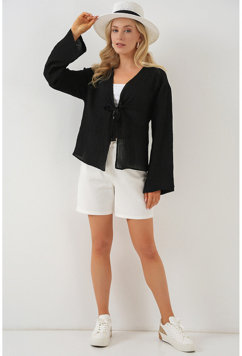 Kadın Önü Bağcıklı Bluz 952