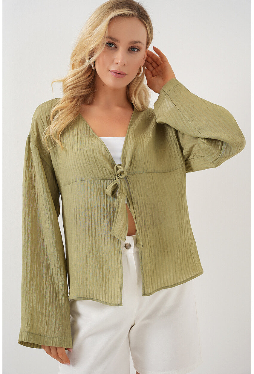 Kadın Önü Bağcıklı Bluz 952