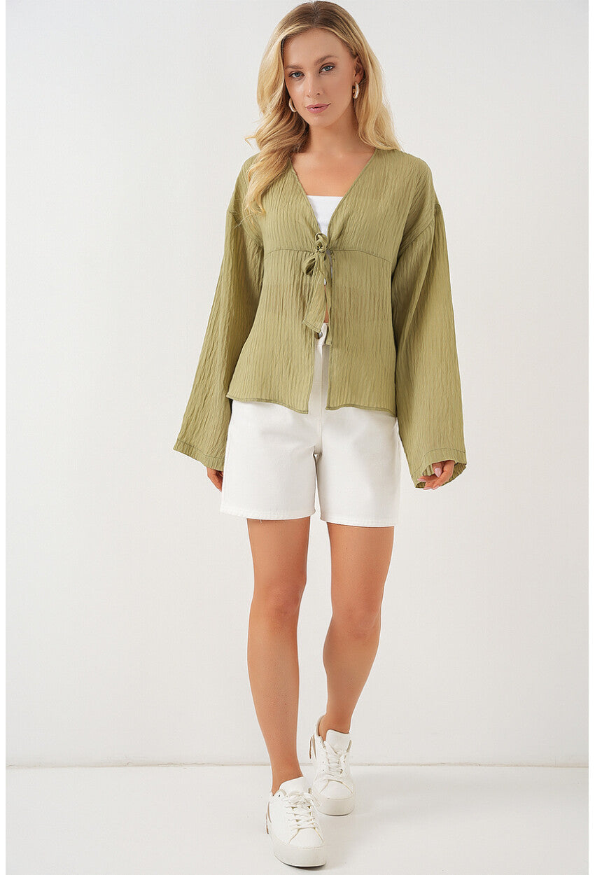 Kadın Önü Bağcıklı Bluz 952