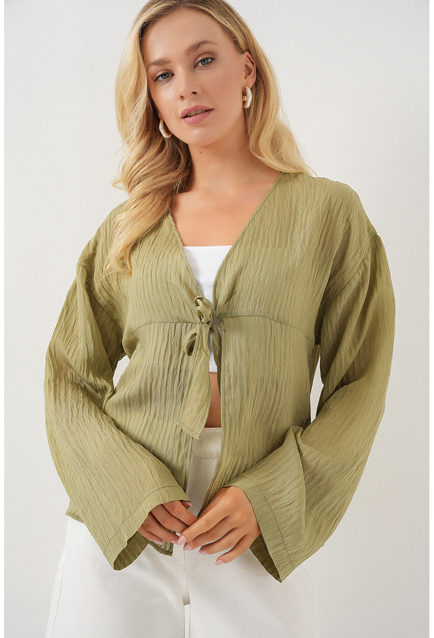 Kadın Önü Bağcıklı Bluz 952
