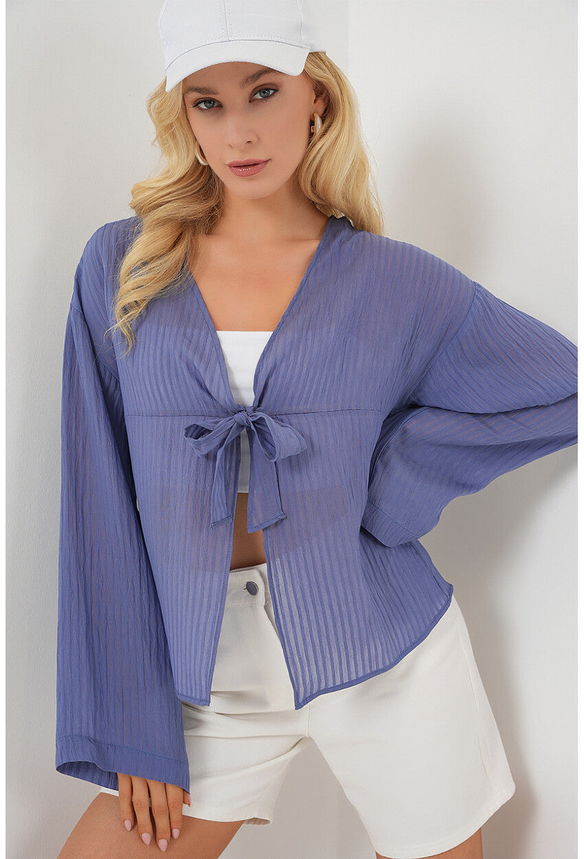 Kadın Önü Bağcıklı Bluz 952