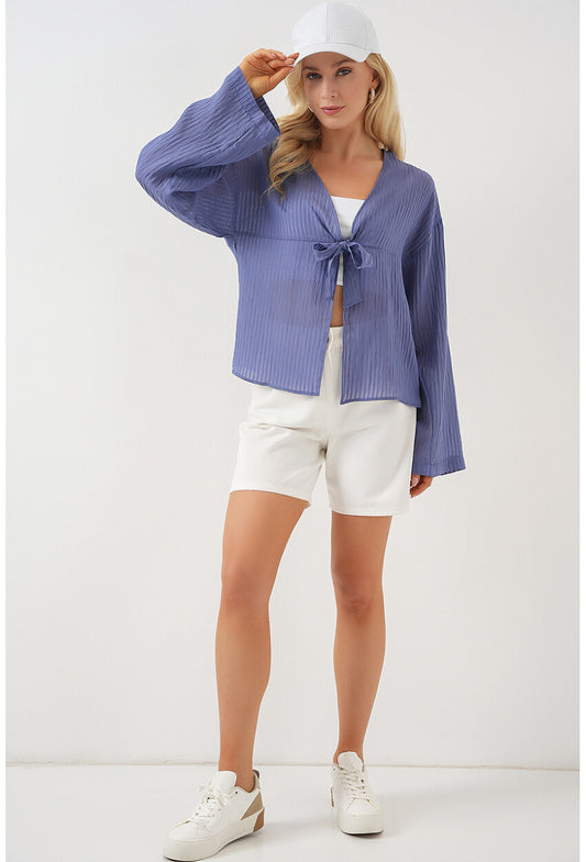 Kadın Önü Bağcıklı Bluz 952