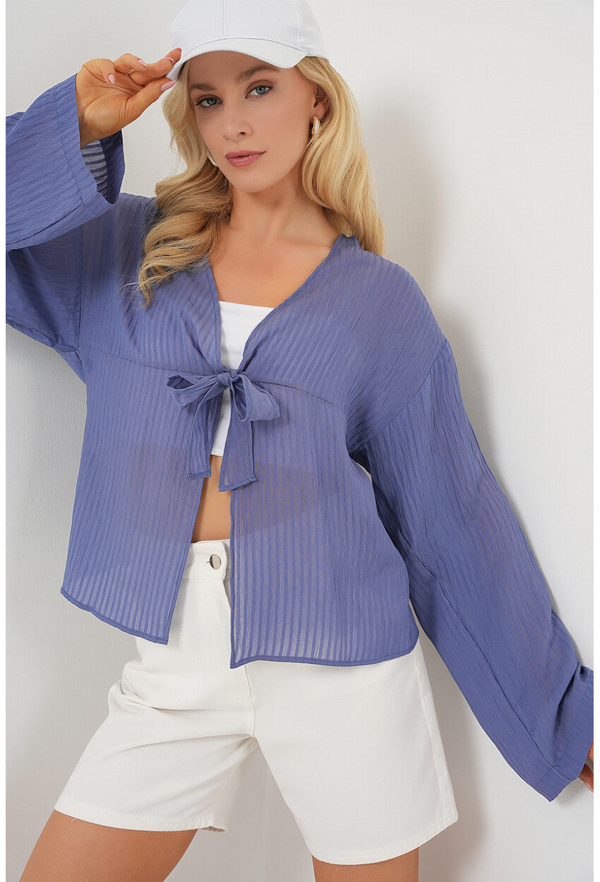 Kadın Önü Bağcıklı Bluz 952