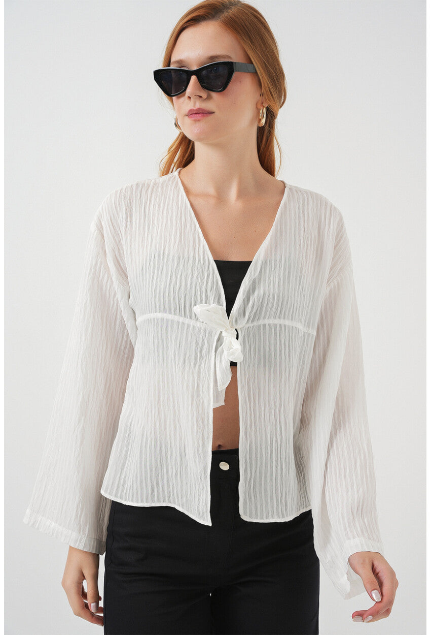 Kadın Önü Bağcıklı Bluz 952