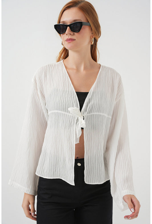 Kadın Önü Bağcıklı Bluz 952