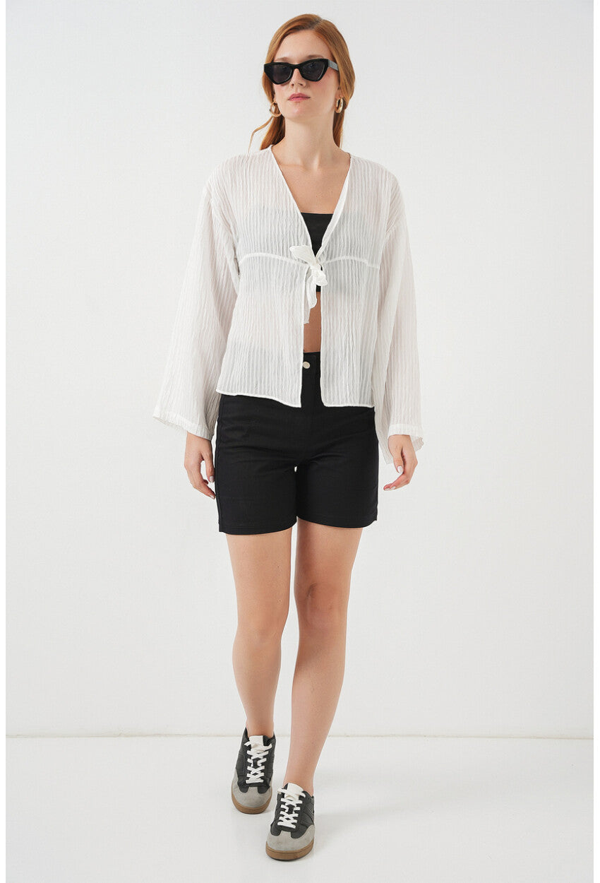 Kadın Önü Bağcıklı Bluz 952