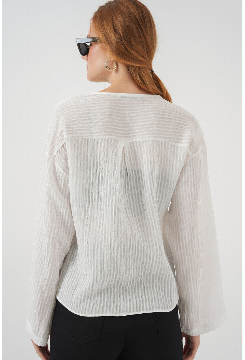 Kadın Önü Bağcıklı Bluz 952