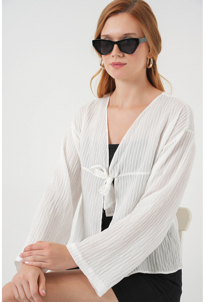 Kadın Önü Bağcıklı Bluz 952