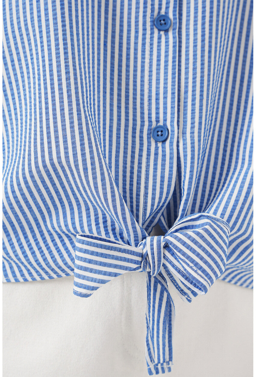 Kadın Önü Bağlamalı Çizgili Gömlek 20323