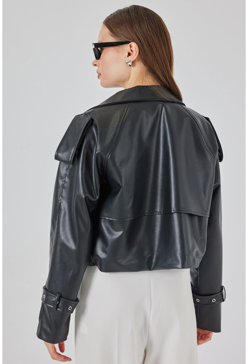 Kadın Oversize Deri Mont Ceket 1047