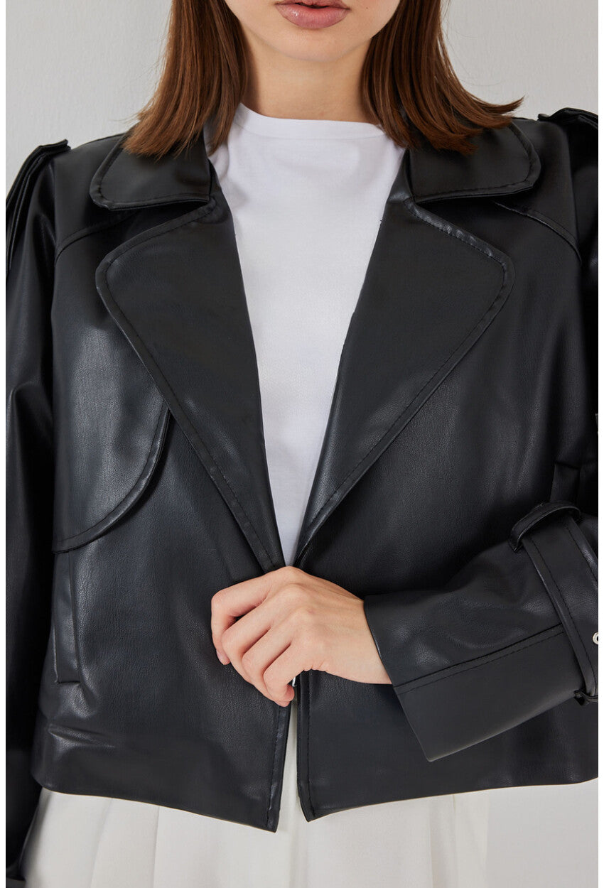Kadın Oversize Deri Mont Ceket 1047