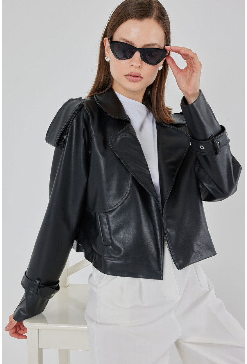 Kadın Oversize Deri Mont Ceket 1047