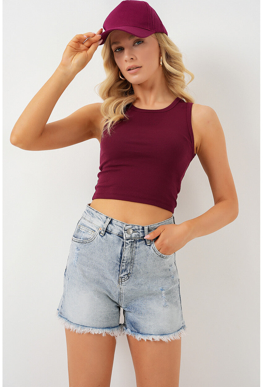 Kadın Püsküllü Kot Şort 5338