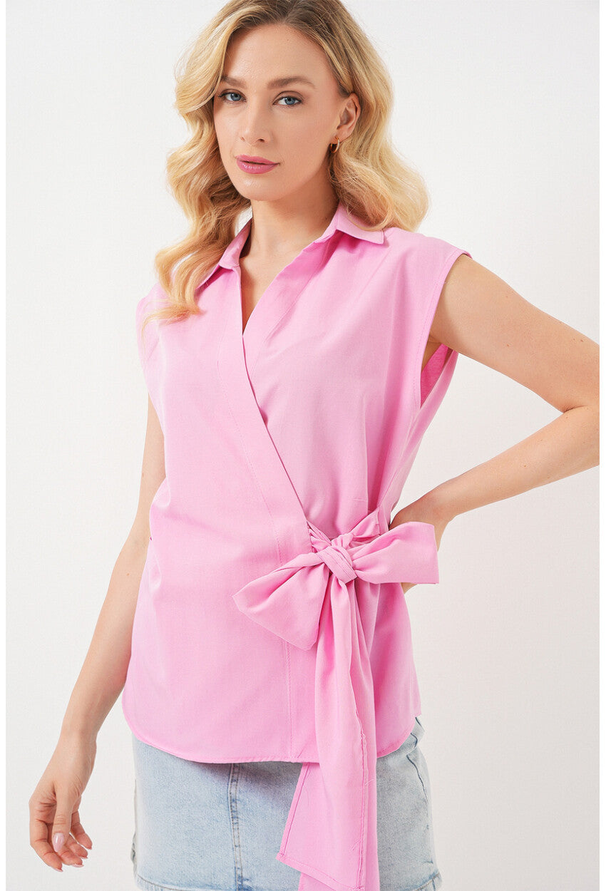 Kadın Sıfır Kol Anvelop Gömlek 20343