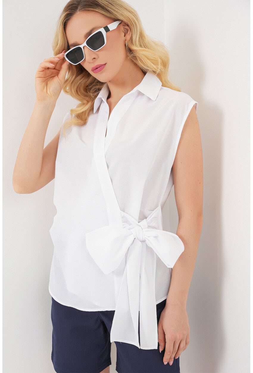 Kadın Sıfır Kol Anvelop Gömlek 20343