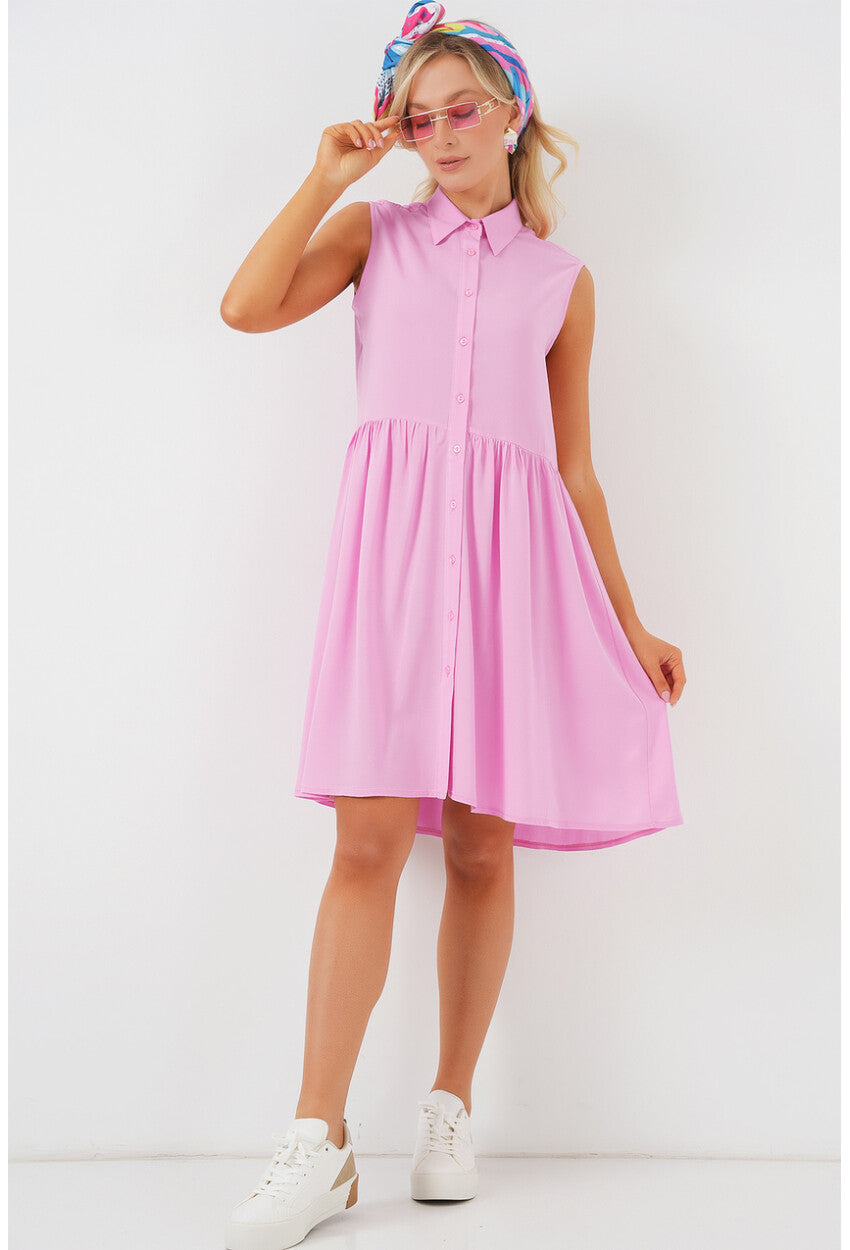 Kadın Sıfır Kol Midi Elbise 2563