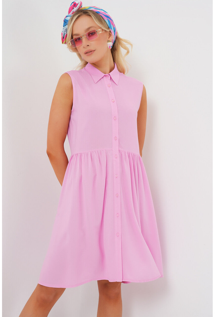 Kadın Sıfır Kol Midi Elbise 2563