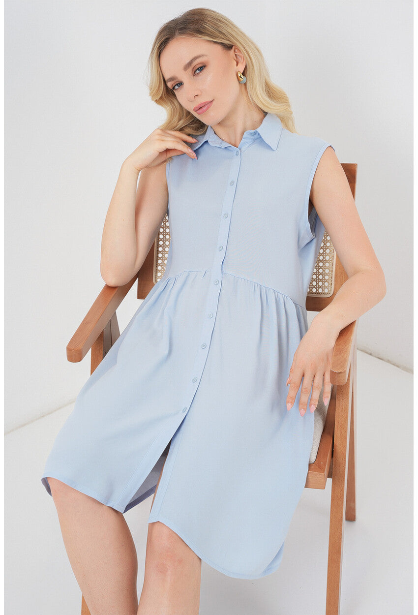 Kadın Sıfır Kol Midi Elbise 2563