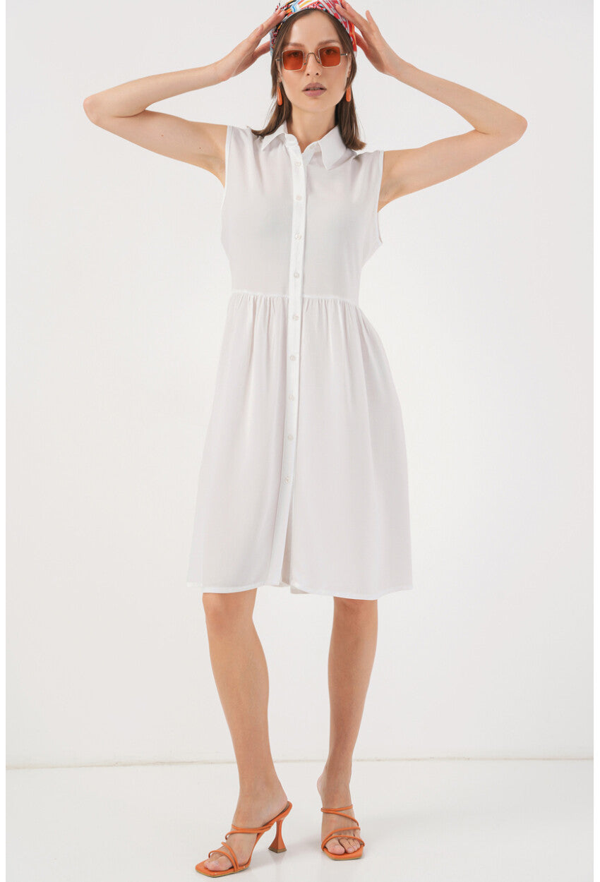 Kadın Sıfır Kol Midi Elbise 2563