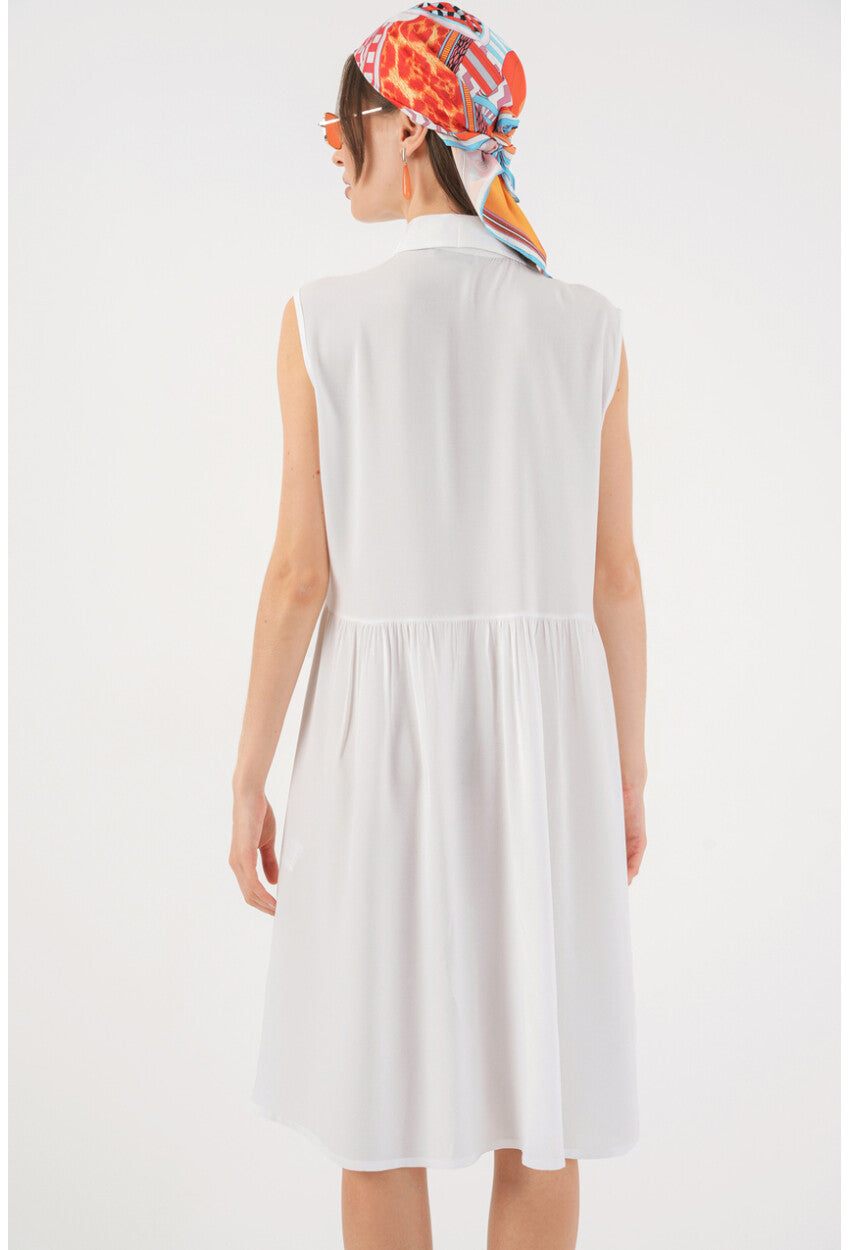 Kadın Sıfır Kol Midi Elbise 2563